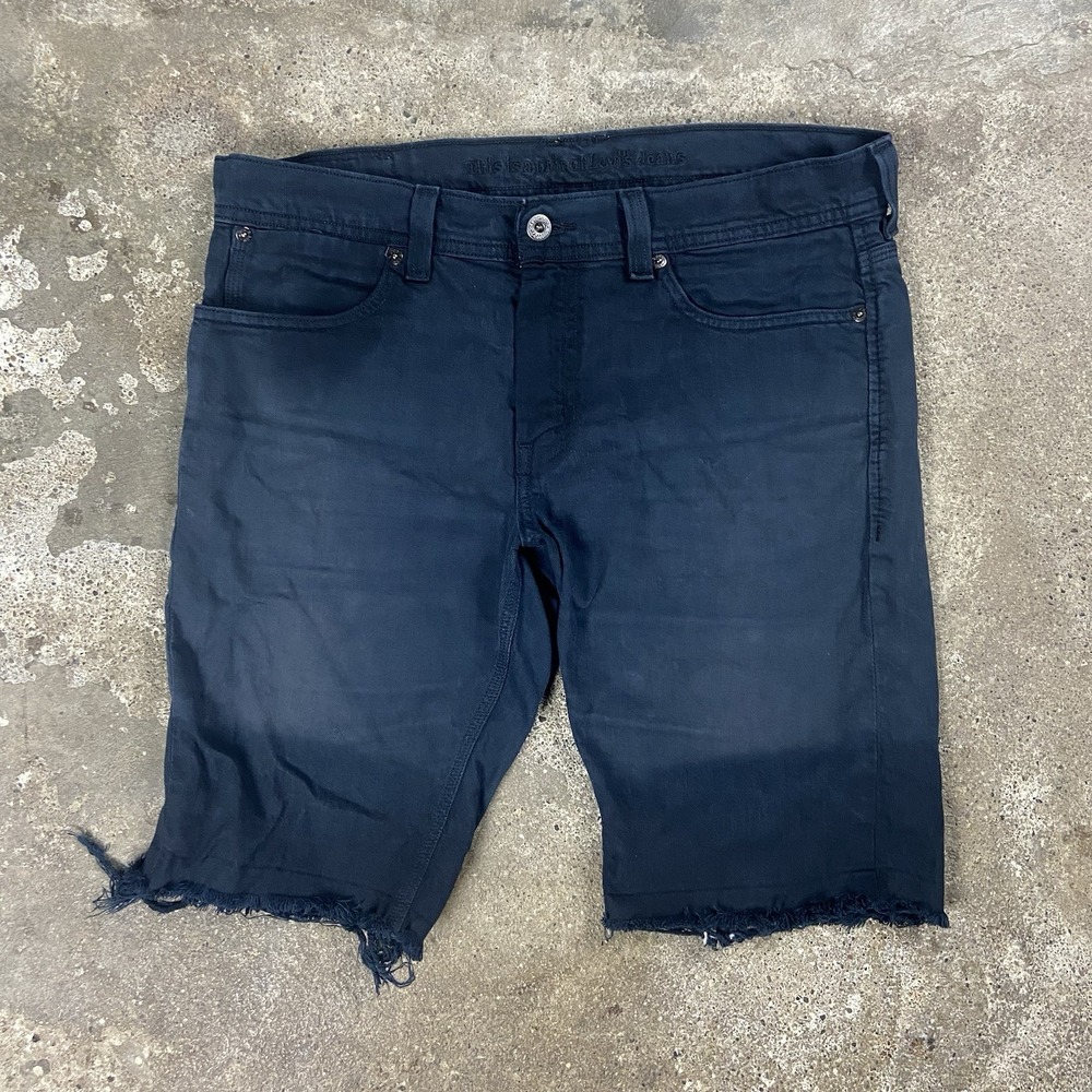 Levi's 511 Jean Shorts Size‎ 32 Black Skinny Fit Distressed Cutoff Casual Wear